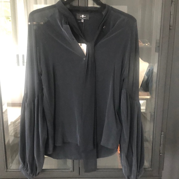 7 for all mankind black silk blouse. - Picture 1 of 3